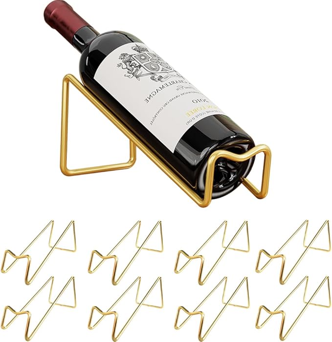 10 Pcs Metal Wine Rack Freestanding -Tabletop/ Countertop Wine Rack Holder - Wine Bottle Storage Rack, Party Wine Holder Stand, Unique Wine Gifts and Accessories for Wine Lovers (Golden)