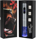 Wine Opener Electric Gift Set, Whiskey Stone Wine Lover Gifts with Wine Accessories of Automatic Corkscrew, Metal Ice Cube, Wine Pourer, Foil Cutter 4-in-1 set