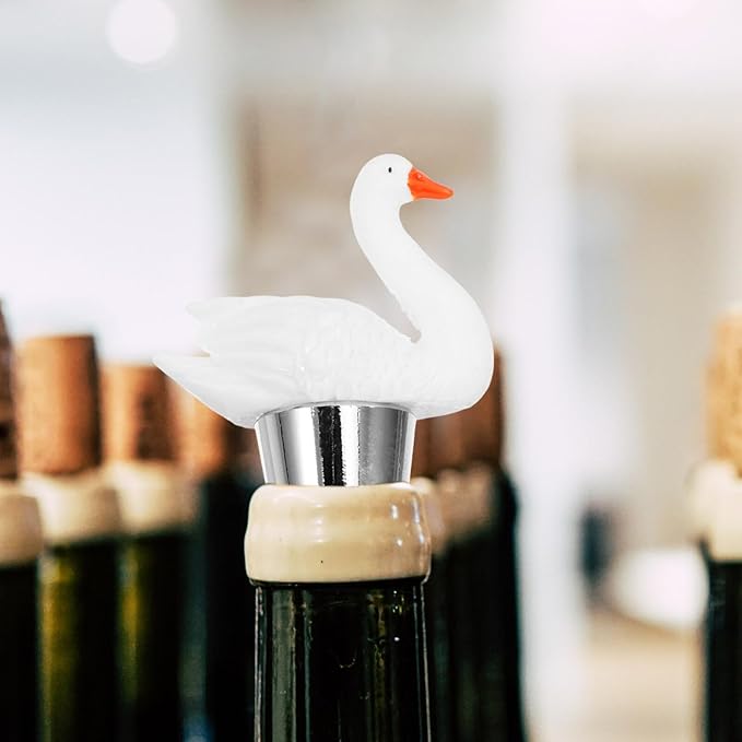 TOYANDONA Elegant Bird Bottle Stopper Resin Sealer with 6-ring Cork Seal, Reusable Wine Vacuum Pump Accessory for Bar, Holiday Party, Wedding, and Beverage Preservation