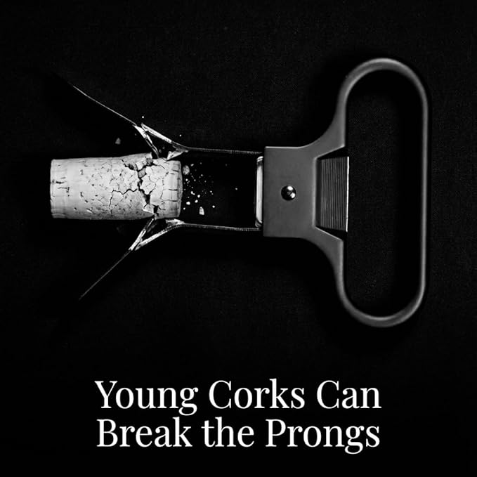 Sommelier Ah-So Wine Opener with Corkscrew & Gift Wine Disc – Two-Prong Cork Puller for Aged Wines, Crumb-Free Cork Removal.
