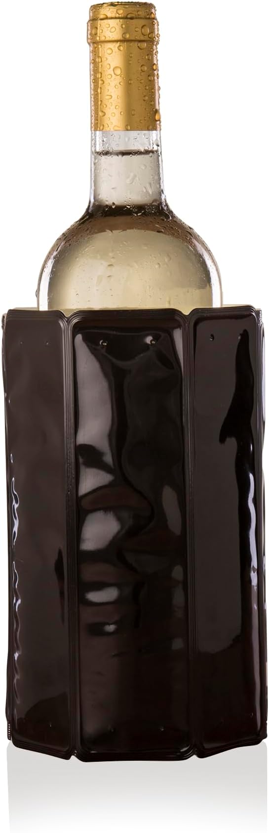 Vacu Vin Wine Cooler Sleeve – Flexible Rapid Wine Bottle Chiller – Reusable Ice Pack Sleeve – Elegant & Portable – Fits 750ml Bottles – Keeps Wine Cold in Minutes Fast, Elegant – Black