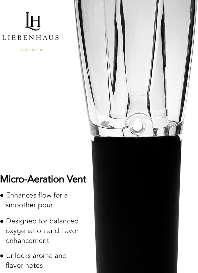 Wine Aerator Pourer – Instantly Aerates Wine While Pouring, Smooth Drip-Free Flow, Reusable Acrylic and Silicone Wine Decanter Spout for Home Bar and Entertaining