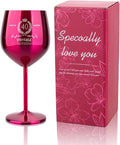 40th Birthday Gifts Wine Glass for Her Women, Stainless Steel Metal Unbreakable Decoration Glasses Rose Red Cup 17oz with Vintage Print-Unique 40 Year Old Present for Mom Wife Sister Friend