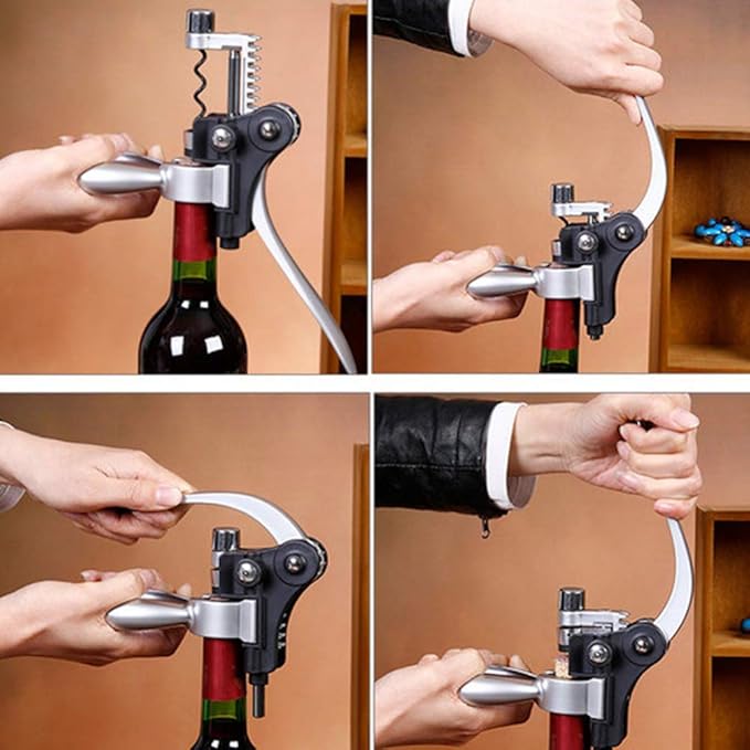 Premium Wine Bottle Opener Corkscrew kit, Wine Decanters Opener with Foil Cutter, Wine Stopper and Extra Spiral (Bronze)