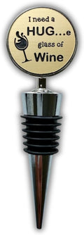 Jazzy Jade Designs Funny Wine Stopper - “I Need a HUGe Glass of Wine!” Laser Engraved Zinc Alloy & 100% Food-Grade Rubber Bottle Stopper - Cute Wine Gift & Bar Accessory, Made in USA by Small Business