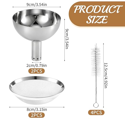 2 Set Wine Aerator Funnel with Mesh Filter & Brushes, Stainless Steel Wand Wine Purifier, Sediment Strainer and Pourer for Aerating Decanter, Christmas Gift for Drinking Enthusiasts
