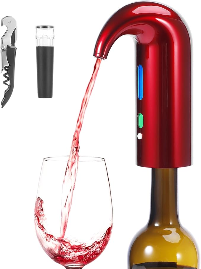 Electric Wine Aerator Pourer Spout - Automatic Wine Pourer with One Touch Button Control - Rechargeable Wine Decanter, Wine Accessories Gifts for Wine Lovers