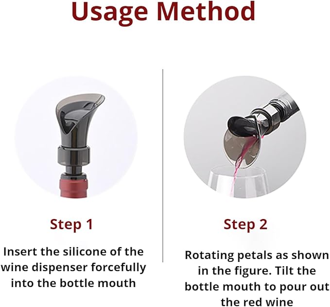 2-Pack Wine Aerator Pourer Spout, 2-in-1 Aerator Wine Pourer Wine Stopper, No Drip and No Spill Aerator for Wine Lovers, Gift Box Included - Black