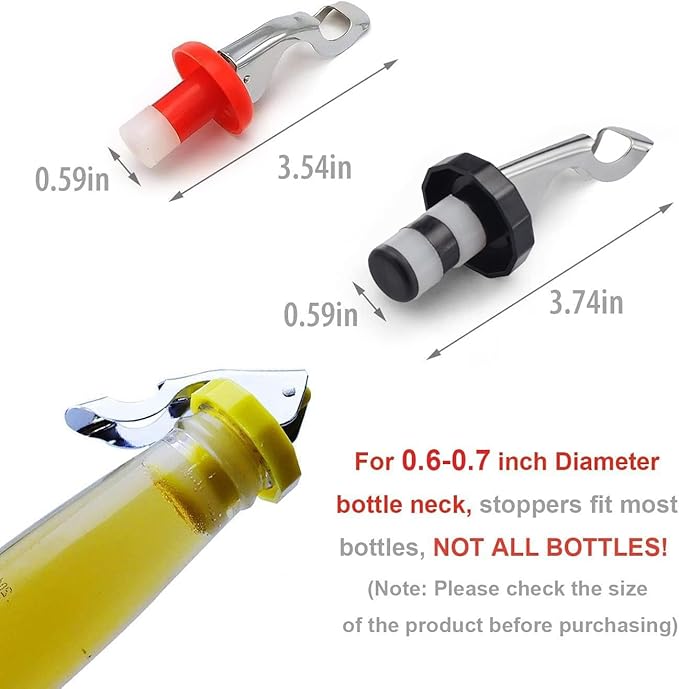 5 Pack Wine Bottle Stoppers for Glass Bottles, Soda Coke Bottle Stoppers for Champagne, Carbonated Drinks, Food-safe Silicone Reusable Pressurized Corks, Creates Airtight Seal To Keep Fizz
