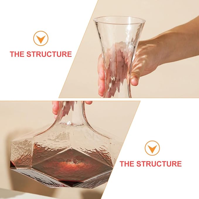 MAGICLULU Creative Glass Wine Decanter Handheld Large Geometric Diamond Design Quick Aerator Suitable for Home Dining and Restaurant Use