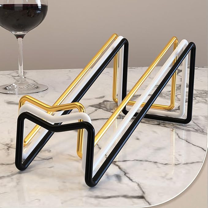 Metal Wine Rack Freestanding -Tabletop Wine Rack Holder - Countertop Wine Bottle Holder - Geometric Design for Table Top Wine Bottle Storage Rack,Perfect Wine Holder Stand (Golden)