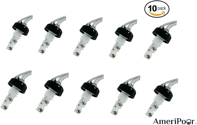 Measured Pourer - Liquor Bottle Pourers - Collared -(10pk) Made 100% In The USA. Bar Spouts That Don't Leak - No Cracks, Just A Perfect Cocktail Pour Everytime. Great for Wine Too! (2oz)