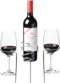 TRUE Picnic Stix Wine Glass & Bottle Holders, Chrome Outdoor Drink Dolder Stakes, Outdoor Cup Holder, Yard Cups, Set of 3, Fits 2 Glasses and 1 Bottle
