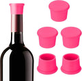 PATIKIL Silicone Wine Stoppers, 6 Pcs Reusable Bottle Cover Wine Corks Bottle Caps Wine Saver Seal Keep Fresh for Beer Beverage Drink, Rose