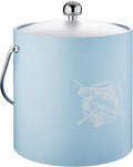 Kraftware Pastimes 3qt Ice Bucket with an Acrylic Cover and Bale Handle (Fishin', Light Blue)