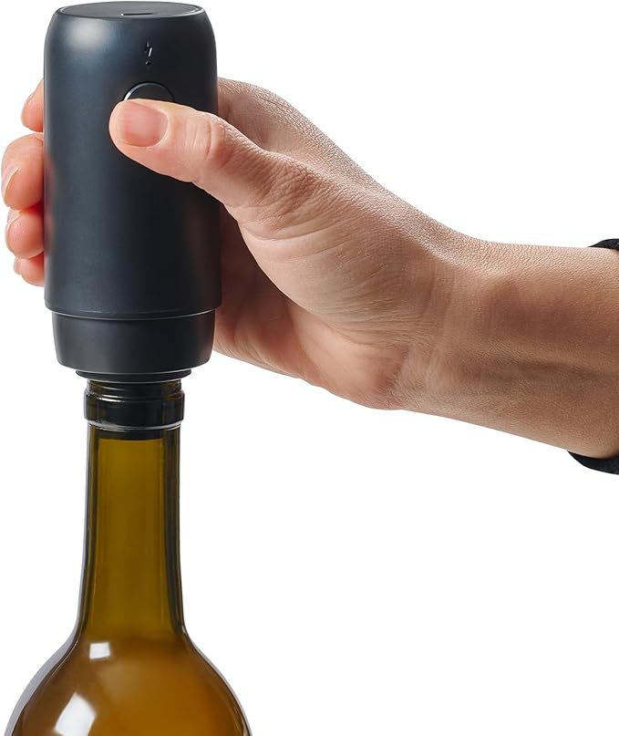 HIC Kitchen Bar Electric Wine Preserver and Stopper Set, Includes Vacuum Pump, Reusable Bottle Stopper, and USB-C Charging Cord