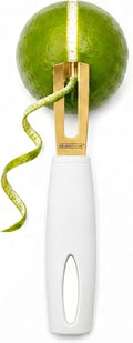 A Bar Above White Handle Gold Blade Channel Knife, Elegant Garnish Tool for Chefs and Bartenders, Citrus Peeler and Lemon Zester for Cocktails, Culinary Dishes, and Home Entertaining
