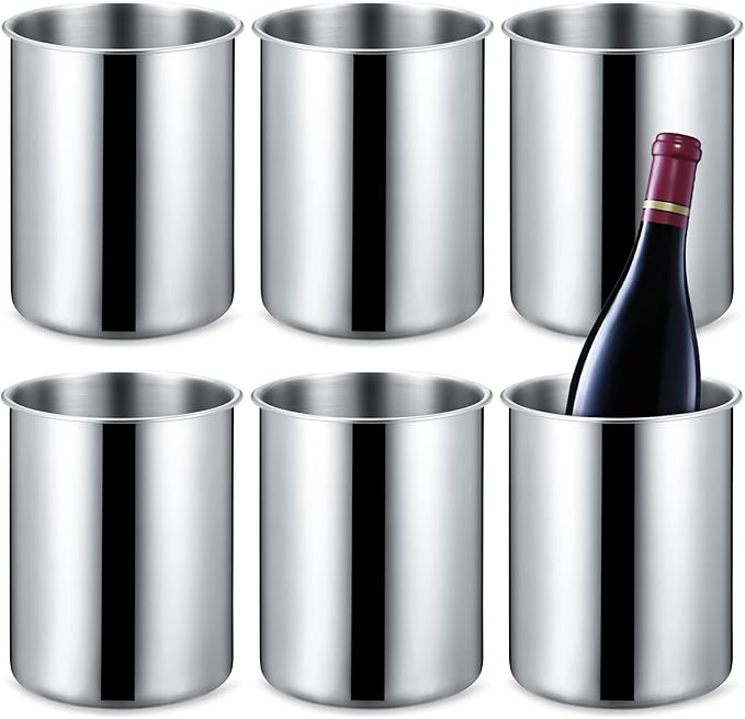Domensi 6 Pcs Wine Chiller Bucket 750 ML Champagne Bucket Stainless Steel Wine Chillers for Bottles Keeps Cold for Hours Cooler Insulated Champagne Beer Ice Bucket