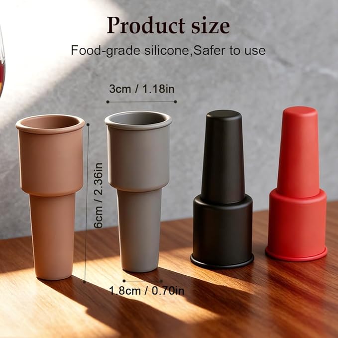 Silicone Wine Stopper for Wine Bottles, 2025 New Wine Stoppers for Wine Bottles, Seal Bottle Cover for Beer Champagne, Glass Bottle Sealer Covers Wine Stoppers for Home Use (8, No Handle)