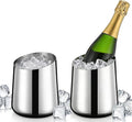 Layhit 2 Pcs Wine Chiller Bucket Stainless Steel Champagne Bucket 750ml Wine Bottle Cooler Champagne Chiller Double Insulated Bottle Cooler to Keep Chilled Without Ice for Party Kitchen Bar(Silver)
