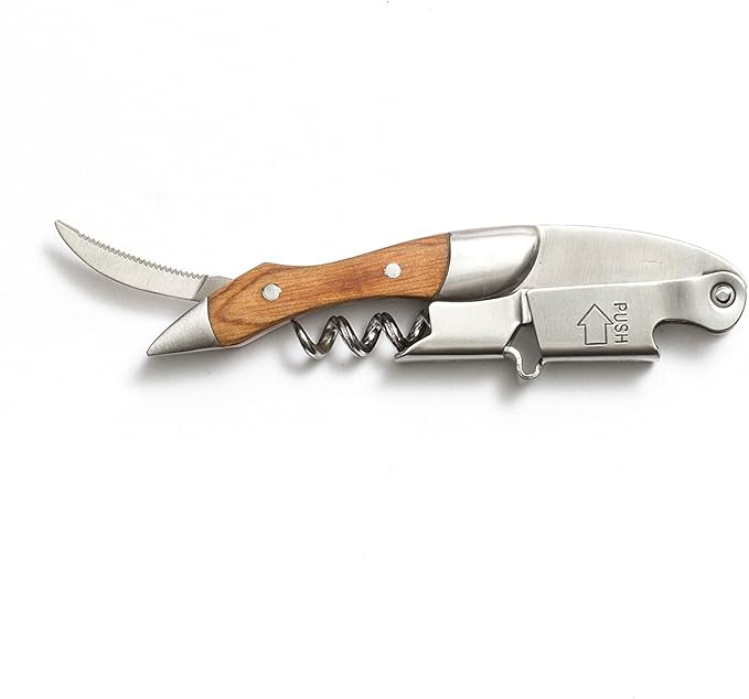 Prestige Waiters Corkscrew By Coutale Sommelier - Naturalwood - Handmade and Sustainable Pinewood Crate - French Patented Spring-Loaded Double Lever Wine Bottle Opener for Bartenders and Gifts