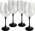 Lily's Home Unbreakable Stemmed Red Wine Glasses, Made of Non Breakable Shatterproof Plastic, Indoor and Outdoor Drinkware, Reusable and Dishwasher-Safe, 22 oz. Each, Set of 4 (Black Stem)