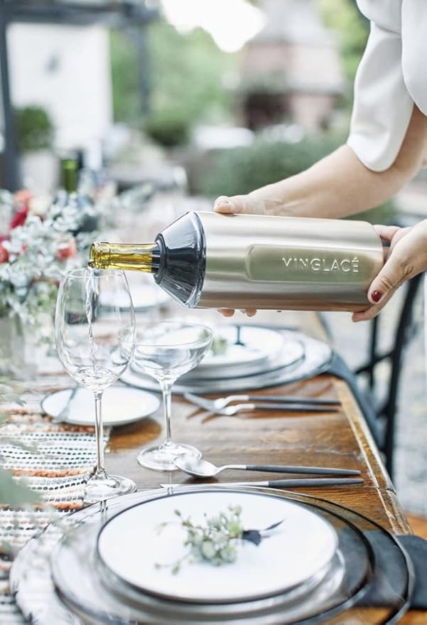 Vinglacé Wine Bottle Chiller- Portable Champagne Insulator- Stainless Steel Wine Cooler Sleeve - Keeps Wine Cold (Copper)