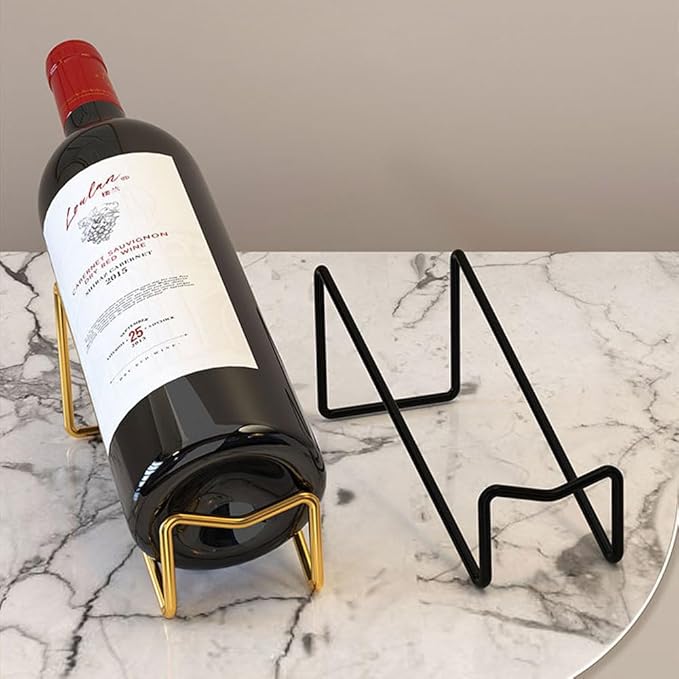 Metal Wine Rack Freestanding -Tabletop Wine Rack Holder - Countertop Wine Bottle Holder - Geometric Design for Table Top Wine Bottle Storage Rack,Perfect Wine Holder Stand (Golden)
