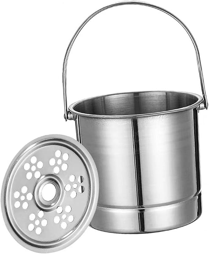 Small Ice Bucket, 1L Stainless Steel Cute Insulated Ice Buckets with Filter Plate and Carrying Handle Portable Mini Double Walled Ice Cube Bucket for Parties Cocktail Bar(Original Color)