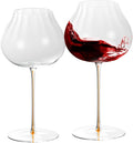 KAMMAK Wine Glasses Set of 2, 24.69 oz Hand Blown Crystal Bordeaux Wine Glasses, Thin Rim & Long Stem, Perfect for Red & White, Daily Use, Wedding or Birthday Gift with Gift Box, Onion Top Orange