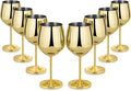 Lifecapido Stainless Steel Wine Glasses Set of 8, 18oz Stainless Steel Wine Goblets, Stemmed Metal Wine Glasses with Cup Brush for Party Office Wedding Anniversary, Great for Red White Wine (Gold)