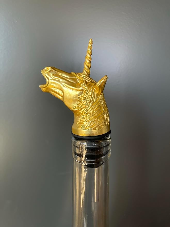 Gold Unicorn Wine Aerator Pourer Spout – Funny Wine Gift for Men & Women – Novelty Animal Wine Accessory for Parties & Home Bar