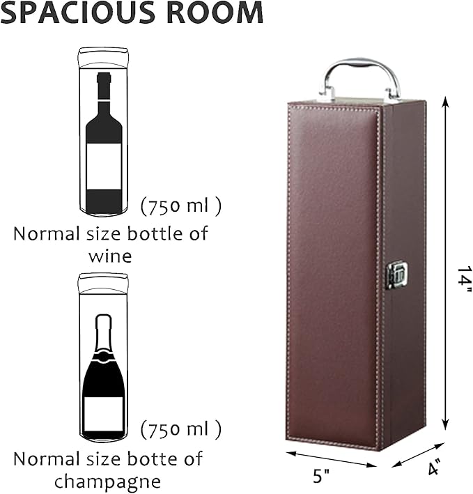 Bottle Wine Carrier,Leather Wine Gift Boxes,for Wedding, Anniversary,Travel, Restaurant, Party, Gifts for Wine Lovers, Storage Box for Home Bar Wine Collection With 4pcs Wine Accessories Set（brown）