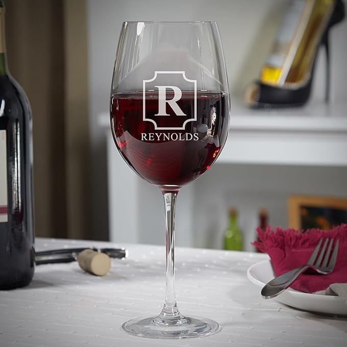 HomeWetBar Personalized Wine Glass with Long Stem - Fancy Stemmed Wine Glass