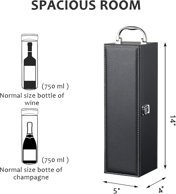 Bottle Wine Carrier,Leather Wine Gift Boxes ,for Wedding, Anniversary,Travel, Restaurant, Party, Gifts for Wine Lovers , Storage Box for Home Bar Wine Collection With 4pcs Wine Accessories Set（black）