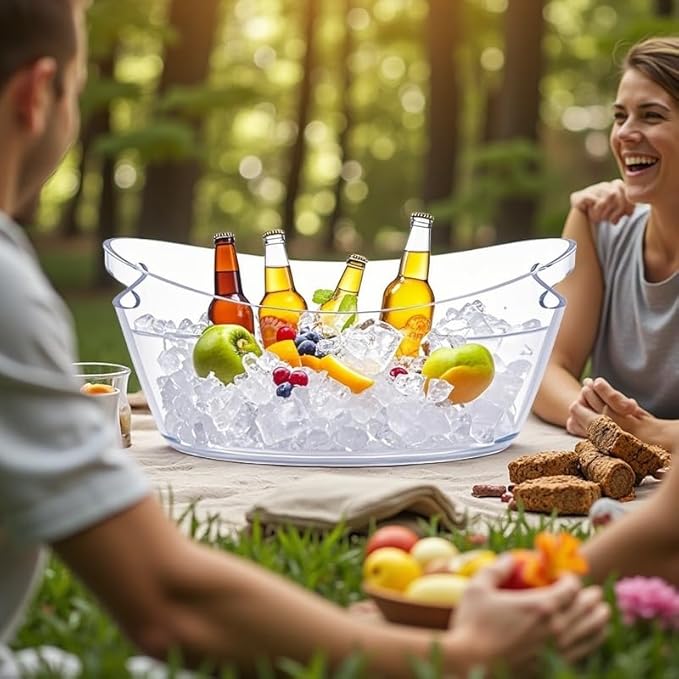 1pcs 6L Ice Bucket with 1pc Scoops ,Large Clear Acrylic Ice Bucket for for Wine Champagne Mimosa Cocktail Bar Picnic Fruit Storage Basket (1PC 6L)