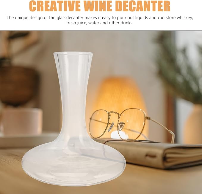 Handheld Glass Wine Decanter with Handle, Fast Pouring Crystal Red Wine Aerator for Home Bar and Dining, Creative Simple Design Beverage Serveware