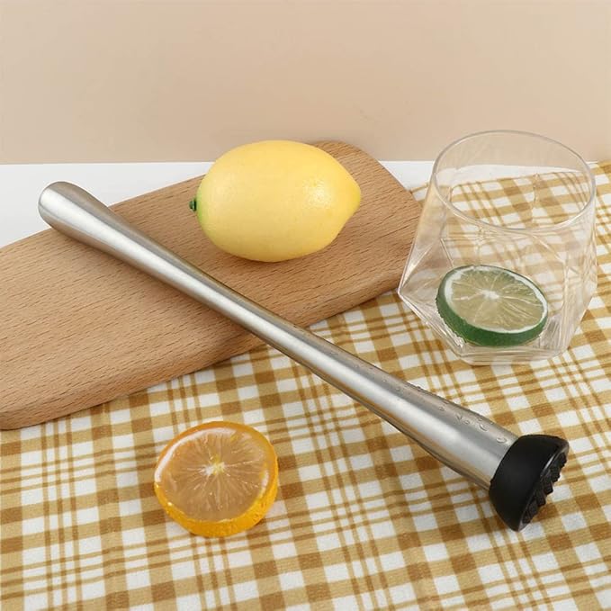 Vctitil Stainless Steel Cocktail Muddler and Mixing Spoon,Home Long Stainless Steel Masher,DIY Drink Wine Juice Barware Mixer Tool(11.5inch)