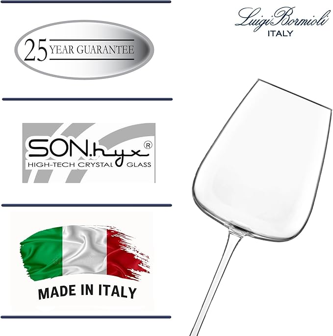 Luigi Bormioli Talismano Chardonnay Grand Cru White Wine Glasses 18.5 oz Set of 4 – Enhances Aroma & Flavor – Stemmed Wine Glasses for Dining, Entertaining & Tasting Sessions – Crystal Drinkware