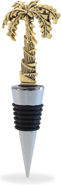 Cheers Gold Palm Tree Metal Wine Stopper - Elegant Vacuum Seal Reusable Tropical Beach Wine Bottle Stopper Airtight Leak Proof Bottle Topper Cork Plug, Home Decor & Bar Tool Accessory Unique Gift