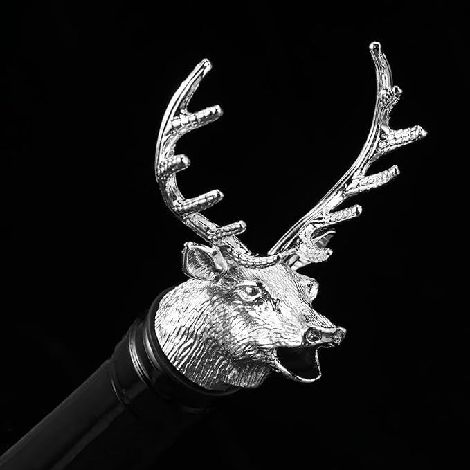 Amosfun Deer Head Wine Pourer Aerator with Silicone Neck – Drip-Free Pouring & Enhanced Aeration for Red Wine – for Bar, Party, Christmas Gift