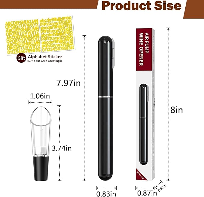 Air Pressure Wine Bottle Opener and Wine Pourer - NUCOKRS Special Pen Shape Design Corkscrew with Foil Cutter 3-7 Times to Open