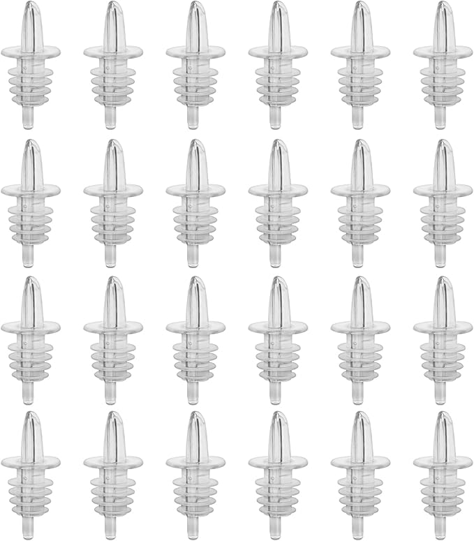 Plastic Liquor Bottle Pourers 24 Pack Classic Bottle Pourers for Alcohol, Leak-Proof, Dishwasher-Safe Pour Spouts for Liquor Bottles (Clear)