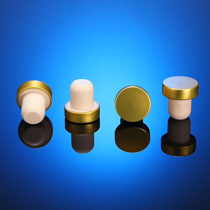 Yookeer T-shaped Stopper Cork Wine Bottle Stoppers Reusable Wine Sealing Plug for Beer Bottles DIY Craft(Gold,24 Pieces)