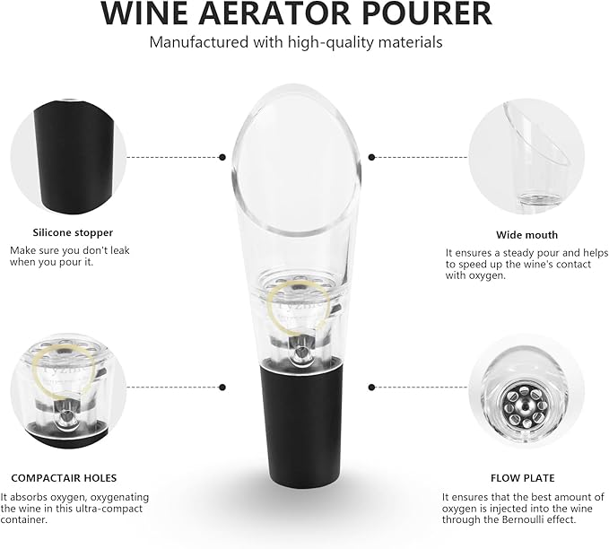 Wine Accessory Set With One Foil Cutter,One Aerator Pourer And One Wine Stopper(3PCS),A Great Helper For Wine Lovers.