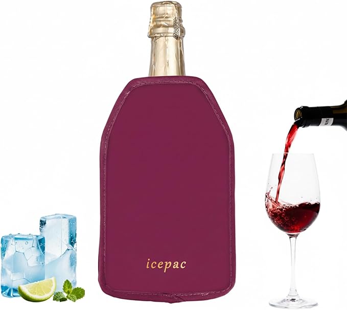 Wine Cooler Sleeve, Wine Bottle Gel Cooler Sleeve Freezer Chiller, Long Lasting Keep Wine Cool and Chill Sleeve for Prosecco Champagne Beer Wine Bottles(1PCS red)