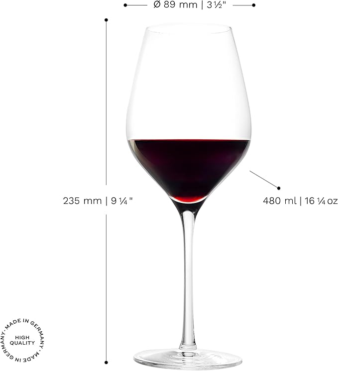 Stölzle Lausitz Red Wine Glasses Exquisit Royal Set of 6, 16 1/4 oz – Premium Crystal Glasses for Red Wine – Elegant Red Wine Goblets for Maximum Aroma – Dishwasher & Shock Resistant