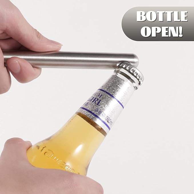 Beer Chiller Sticks for Bottles with Bottle Opener, 2 Pc/Set Reusable Freezer Safe Chilling Rods, BPA Free Stainless Steel, Chill Drinks Fast, Unique Birthday for Dad, Boyfriend