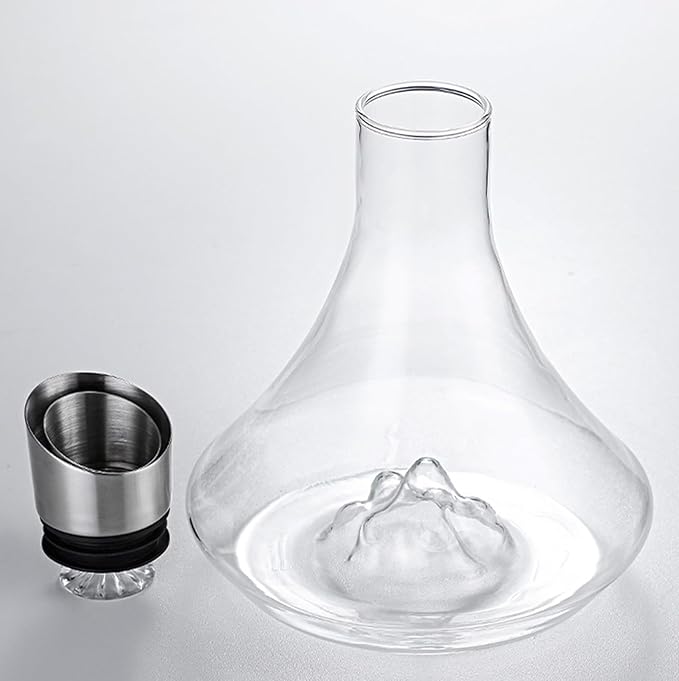 1000ml Glass Wine Decanter, Wine Carafe with Built-in-Aerator, Wine Aerator, Stainless Steel Pourer Lid, Filter, Wine Hand-held Aerator