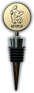 Jazzy Jade Designs Funny Corgi/Dog Wine Stopper – “Bottoms Up!” Cute Laser Engraved Zinc Alloy & 100% Food-Grade Rubber Bottle Stopper – Novelty Wine Gift for Dog Lovers, Made in USA